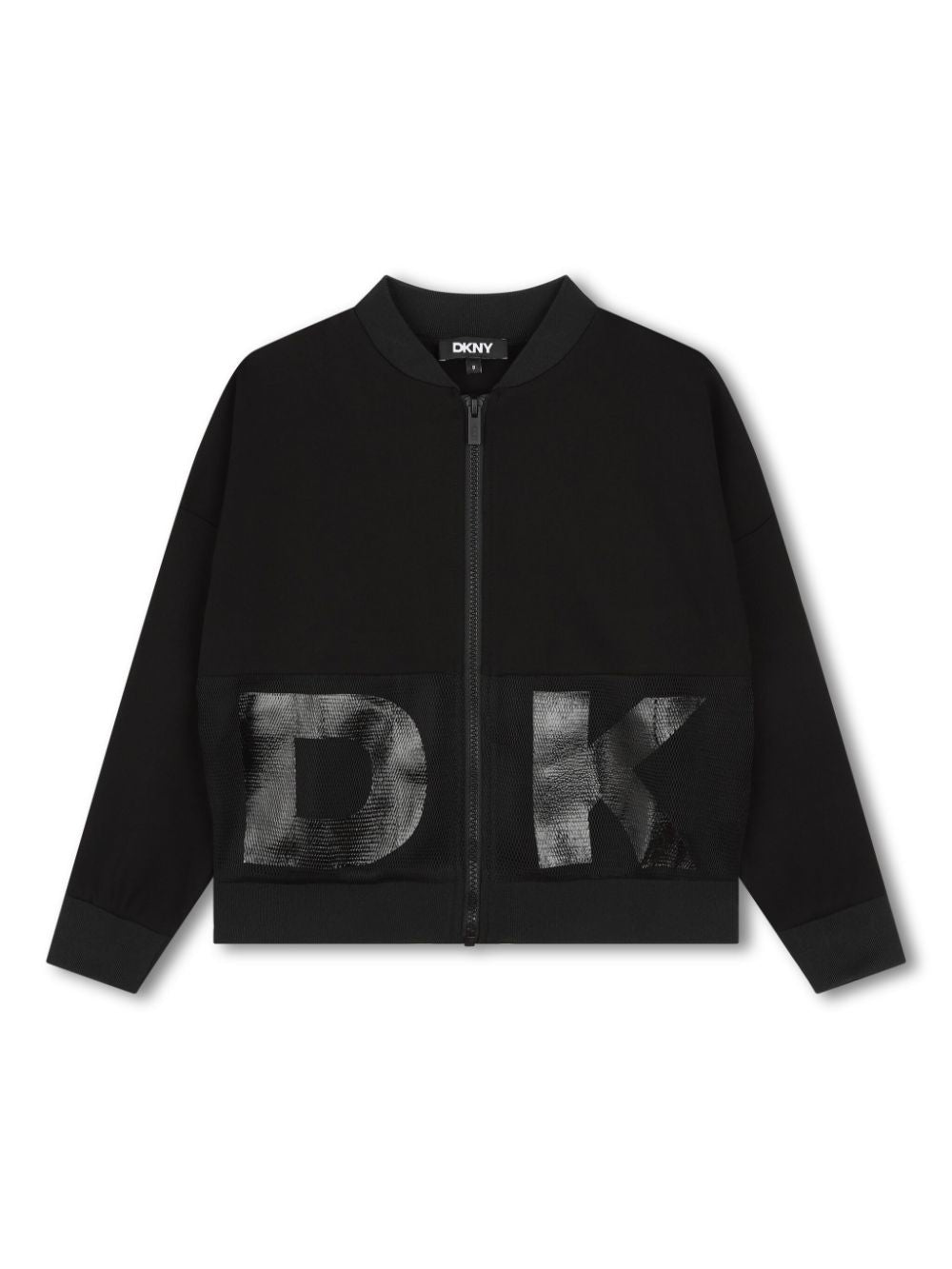 Felpa per bambino Dkny Kids nero con stampa con logo sul davanti e sul retro - Rubino Kids