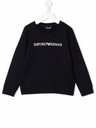 Felpa per bambino Emporio Armani Kids nero con stampa logo sul davanti - Rubino Kids