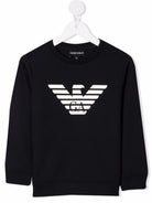 Felpa per bambino Emporio Armani Kids nero con stampa logo sul davanti - Rubino Kids