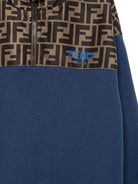 Felpa per bambino Fendi Kids blu con monogramma FF e zip anteriore - Rubino Kids