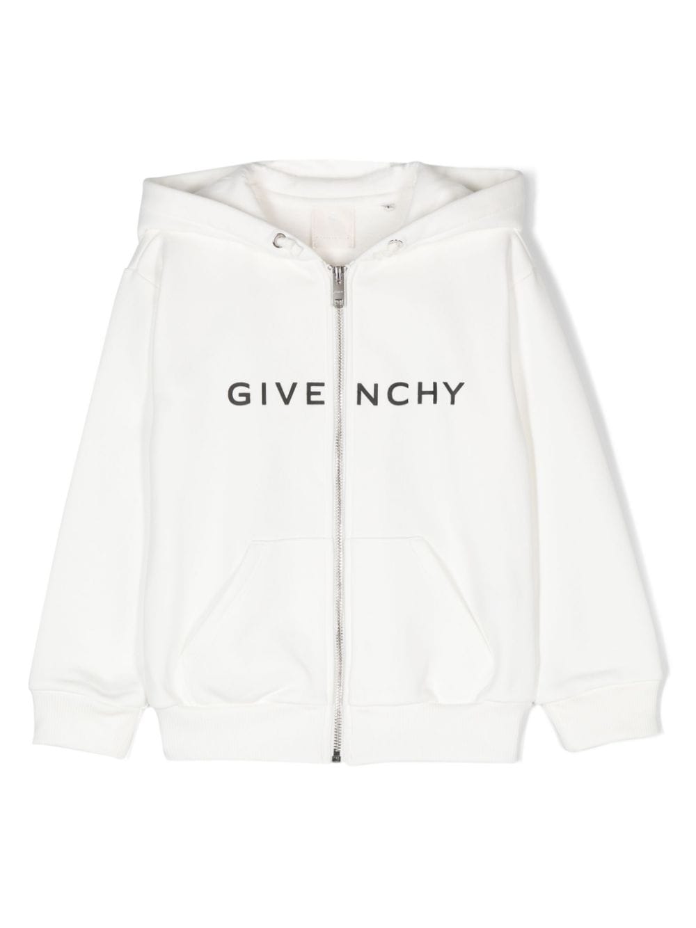 Felpa per bambino Givenchy Kids bianco con cappuccio e zip frontale - Rubino Kids