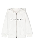 Felpa per bambino Givenchy Kids bianco con cappuccio e zip frontale - Rubino Kids