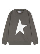 Felpa per bambino Golden Goose Kids grigio con stampa stelle sul davanti - Rubino Kids