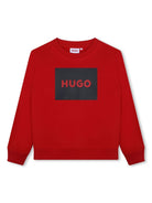 Felpa per bambino HUGO KIDS rosso con stampa logo nera - Rubino Kids