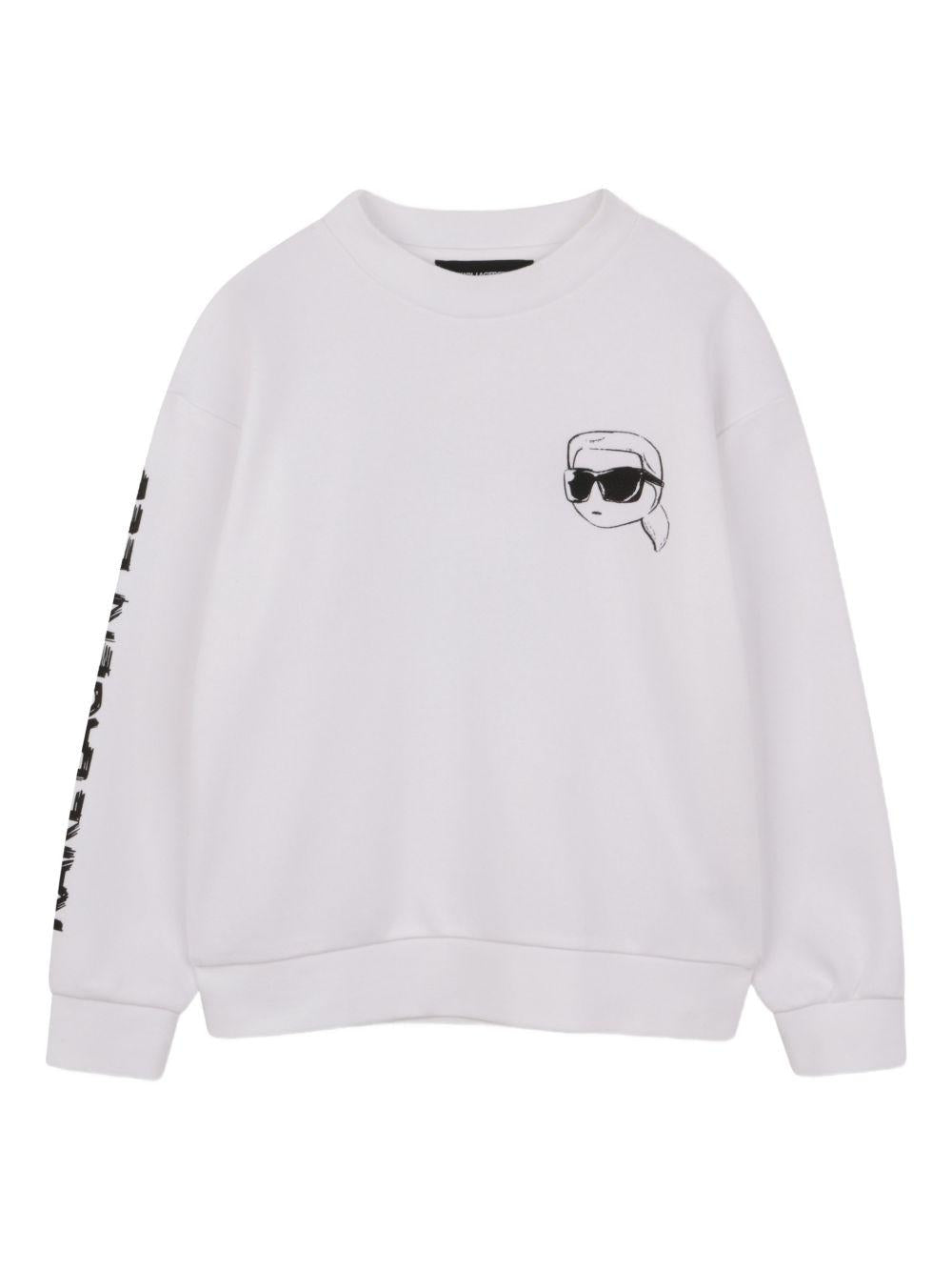 Felpa per bambino Karl Lagerfeld Kids bianca con stampa Karl - Rubino Kids