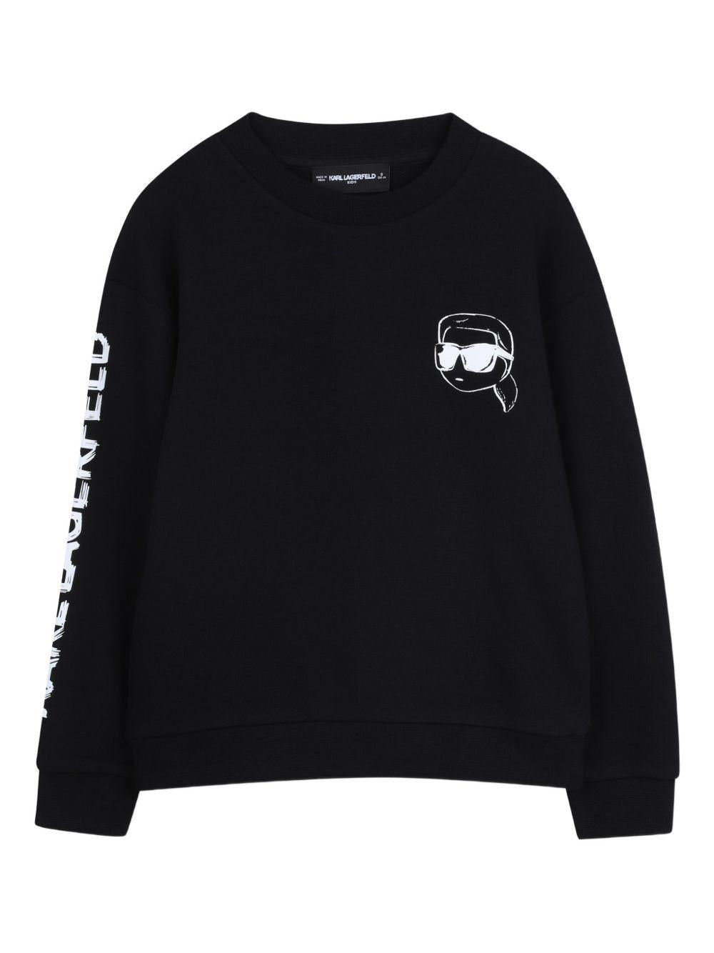 Felpa per bambino Karl Lagerfeld Kids nero con stampa - Rubino Kids