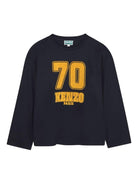 Felpa per bambino Kenzo Kids blu con grafica con numero 70 - Rubino Kids