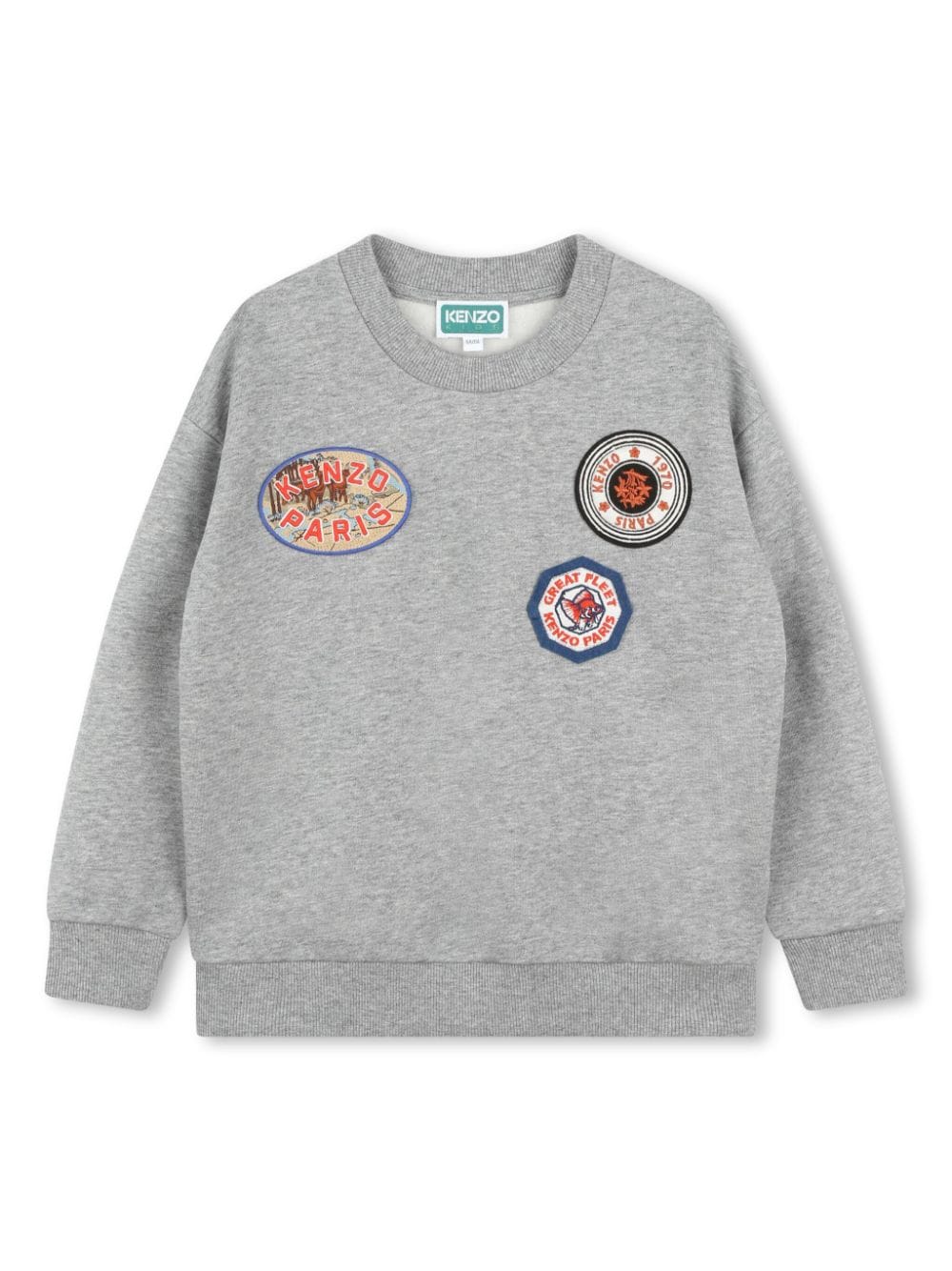 Felpa per bambino Kenzo Kids grigia con applicazione - Rubino Kids