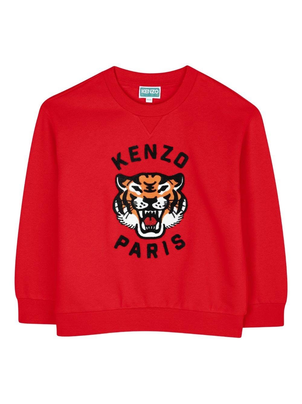 Felpa per bambino Kenzo Kids rosso con ricamo Tiger - Rubino Kids