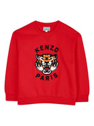 Felpa per bambino Kenzo Kids rosso con ricamo Tiger - Rubino Kids