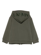 Felpa per bambino Lanvin Enfant verde con logo ricamato - Rubino Kids