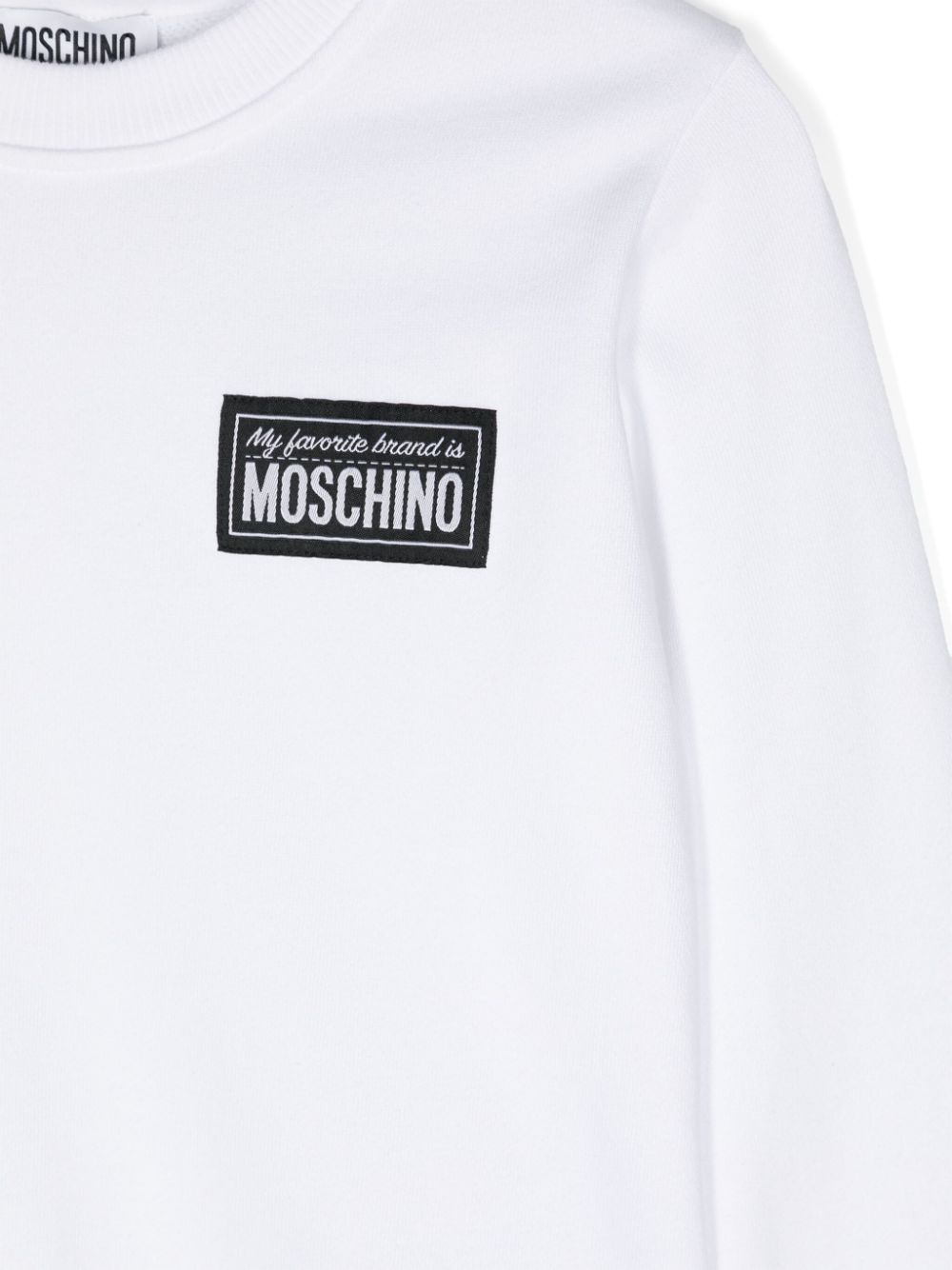 Felpa per bambino Moschino Kids bianco con applicazione logo - Rubino Kids