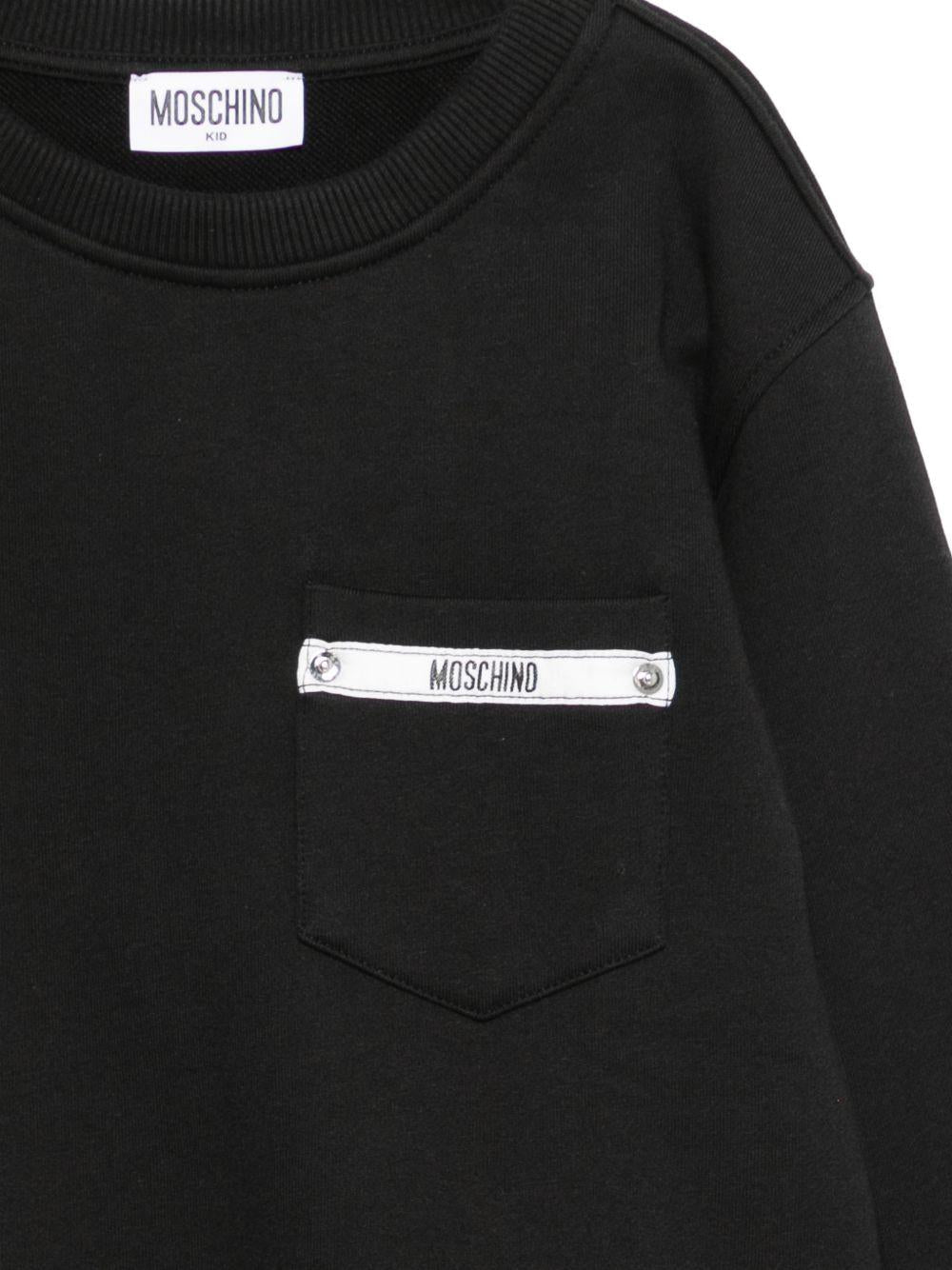 Felpa per bambino Moschino Kids nera con taschino - Rubino Kids