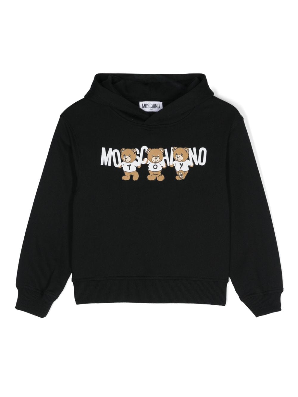 Felpa per bambino Moschino Kids nero con cappuccio con stampa Teddy Bear - Rubino Kids