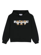 Felpa per bambino Moschino Kids nero con cappuccio con stampa Teddy Bear - Rubino Kids