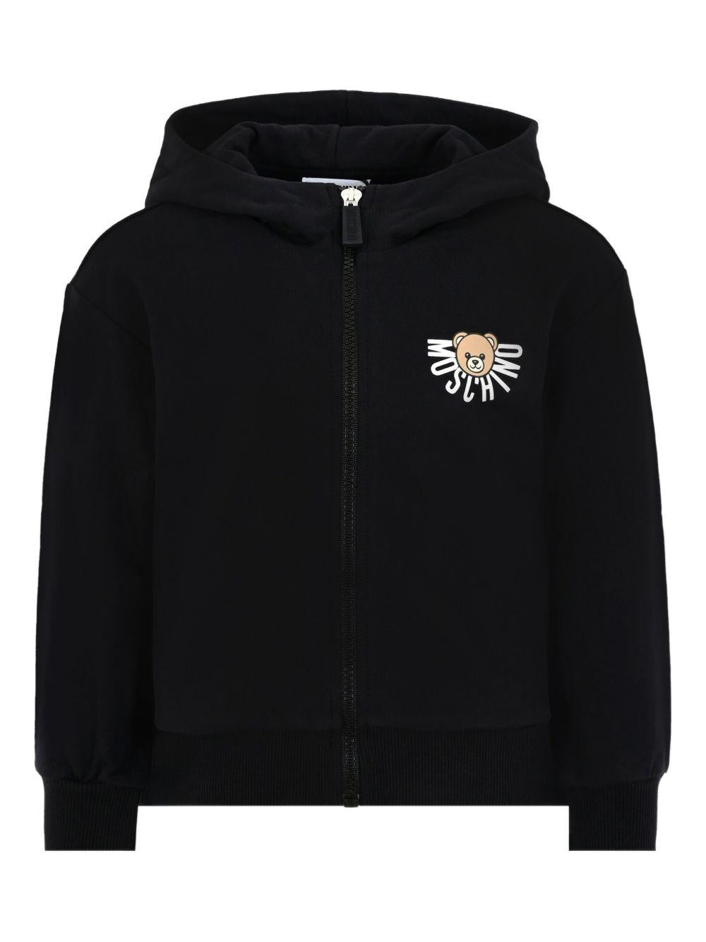 Felpa per bambino Moschino Kids nero con stampa Teddy Bear - Rubino Kids