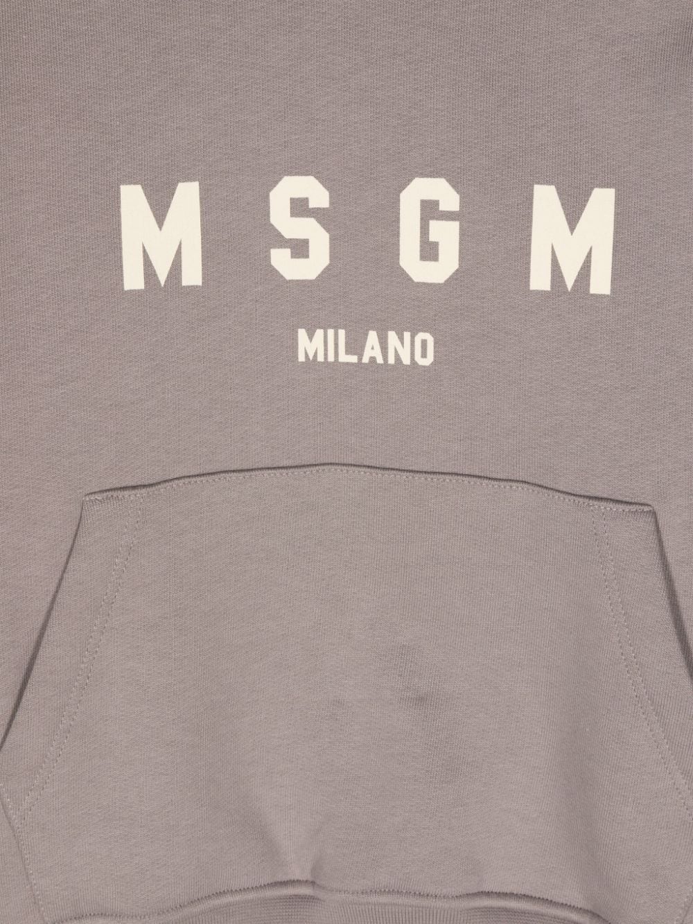 Felpa per bambino MSGM Kids grigio con cappuccio e applicazione logo sulla manica - Rubino Kids