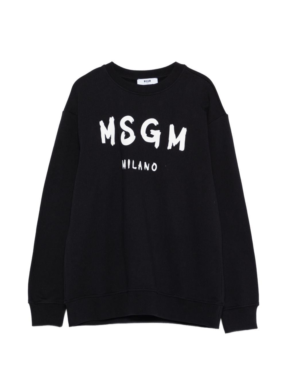 Felpa per bambino MSGM Kids nera con stampa logo - Rubino Kids