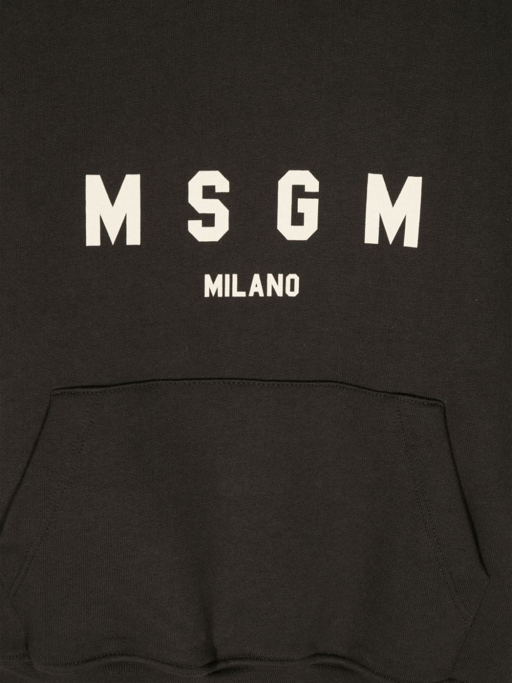 Felpa per bambino MSGM Kids nero con cappuccio e applicazione logo sulla manica - Rubino Kids