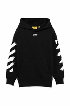 Felpa per bambino Off - White Kids nera con stampa strisce sulle maniche - Rubino Kids