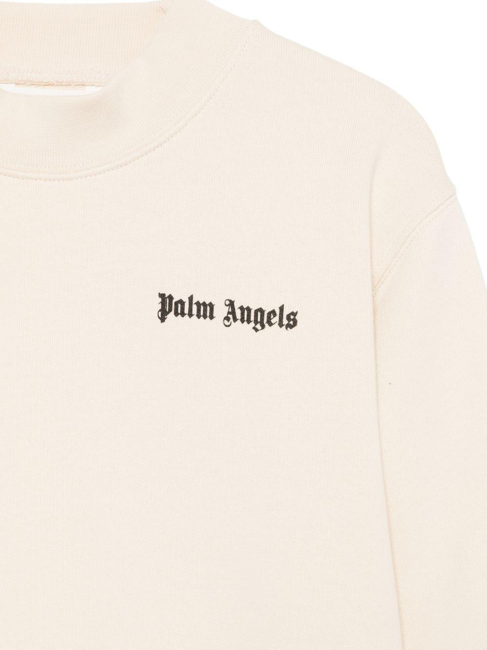 Felpa per bambino Palm Angels beige con scollo rotondo - Rubino Kids