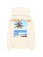 Felpa per bambino Palm Angels Kids bianca con stampa grafica sul retro - Rubino Kids