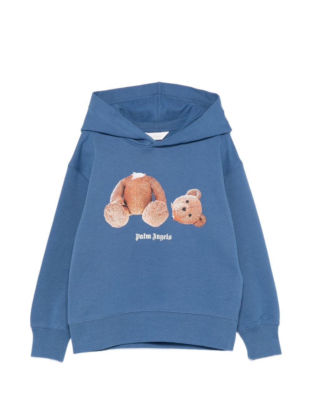 Felpa per bambino Palm Angels Kids blu con stampa grafica - Rubino Kids