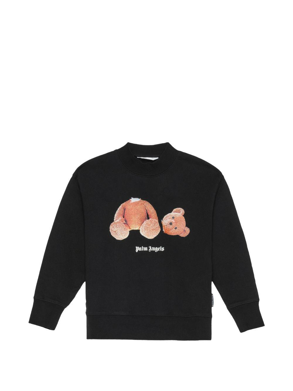 Felpa per bambino Palm Angels Kids nera con stampa orso sul davanti - Rubino Kids