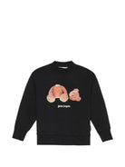Felpa per bambino Palm Angels Kids nera con stampa orso sul davanti - Rubino Kids