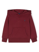 Felpa per bambino Ralph Lauren Kids bordeaux con cappuccio in pile - Rubino Kids