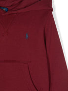 Felpa per bambino Ralph Lauren Kids bordeaux con cappuccio in pile - Rubino Kids