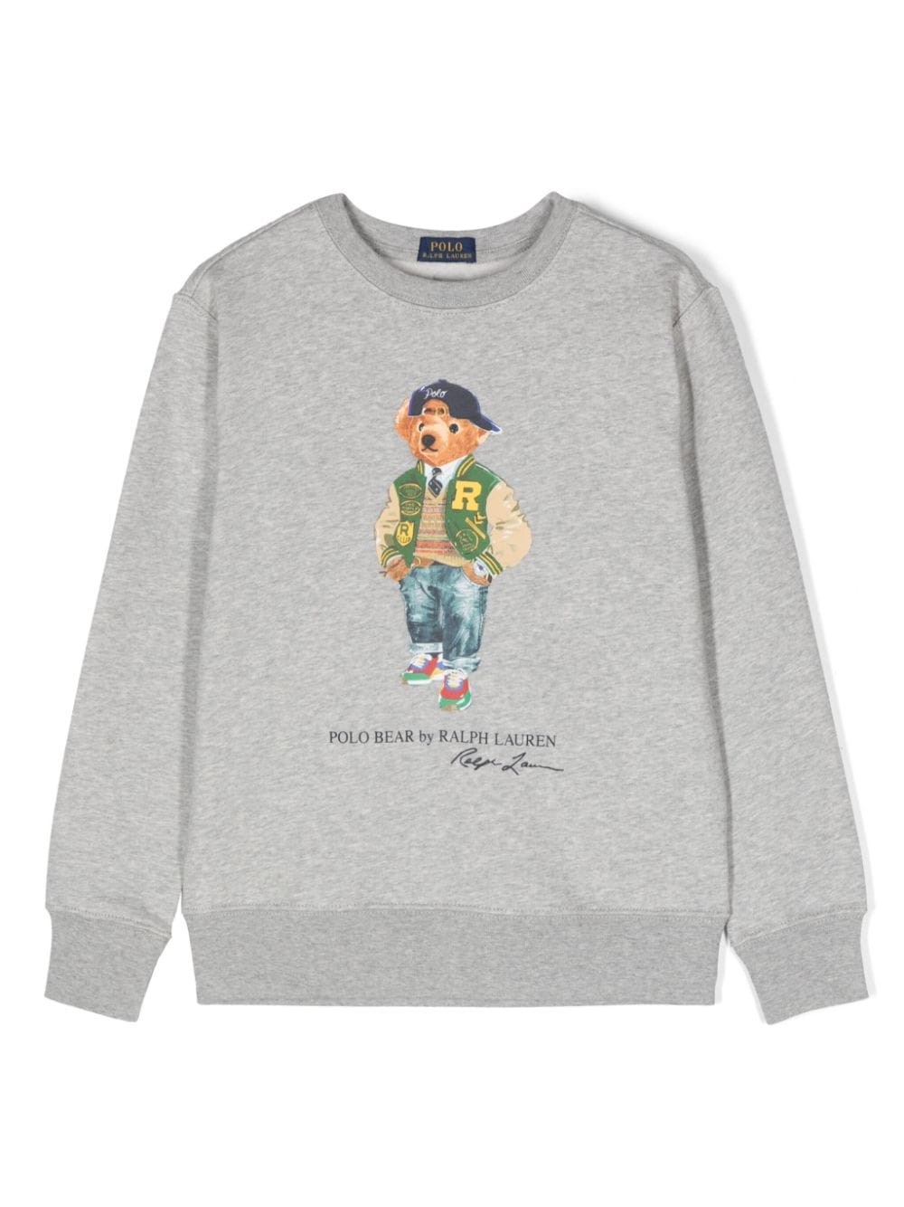 Felpa per bambino Ralph Lauren Kids grigio con stampa Polo Bear - Rubino Kids