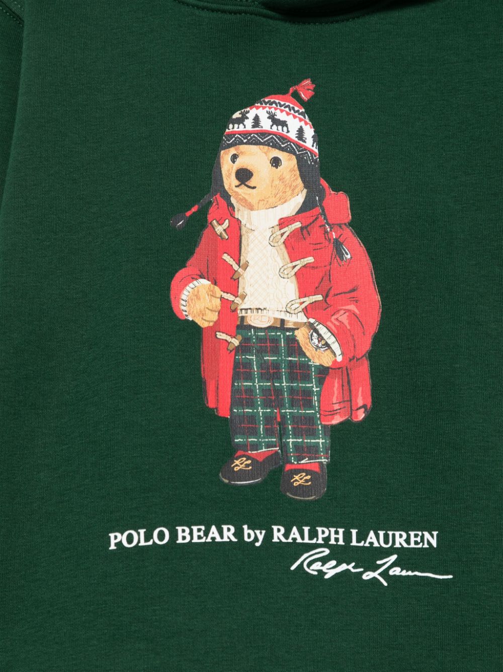 Felpa per bambino Ralph Lauren Kids verde con stampa Polo Bear con cappuccio - Rubino Kids