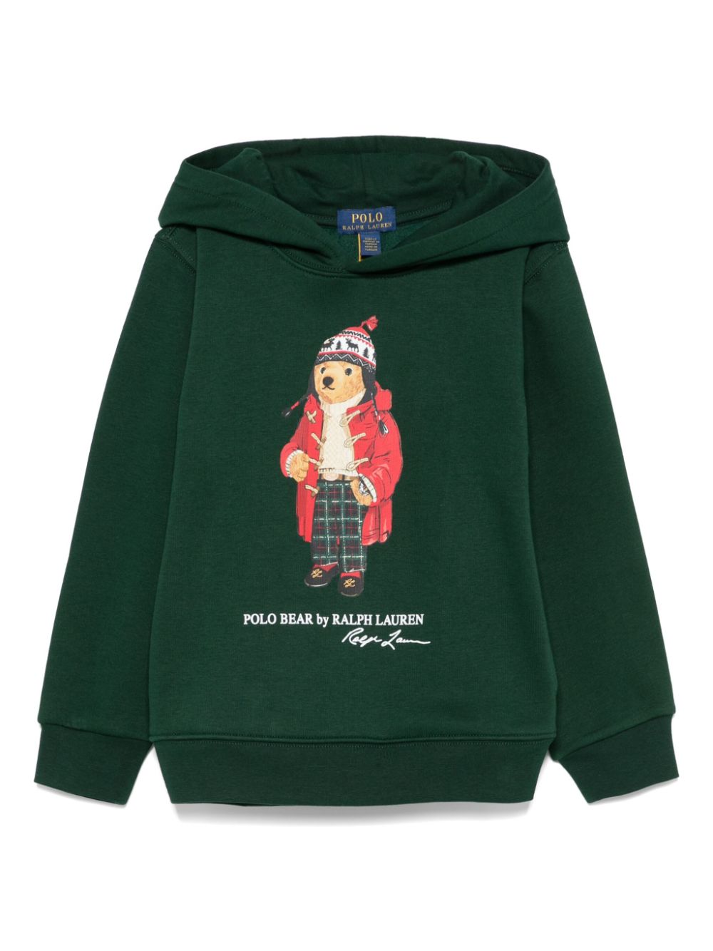 Felpa per bambino Ralph Lauren Kids verde con stampa Polo Bear con cappuccio - Rubino Kids