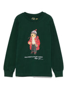 Felpa per bambino Ralph Lauren Kids verde con stampa Polo Bear - Rubino Kids