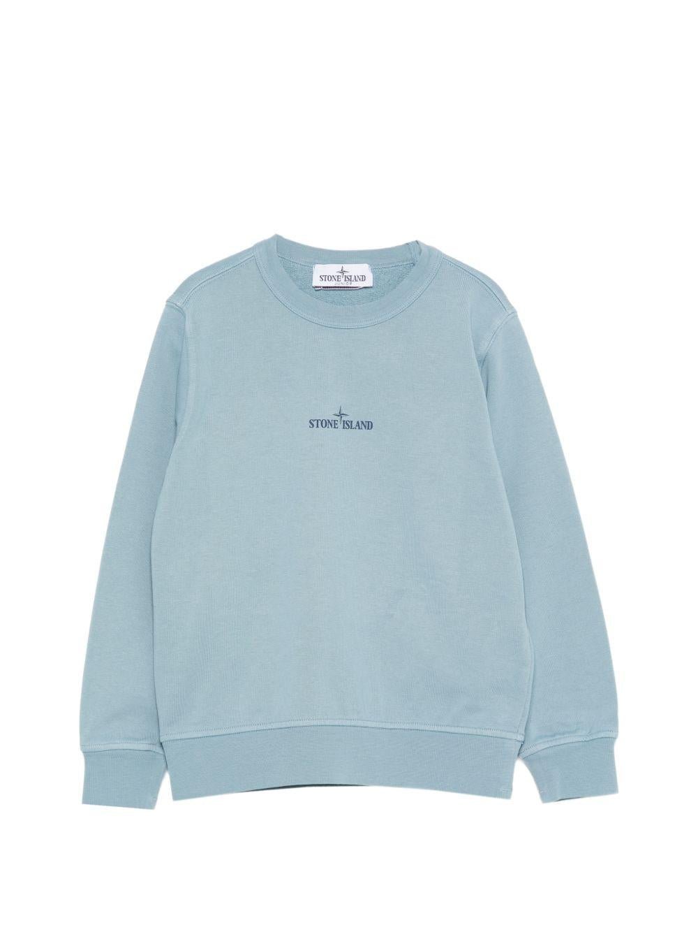 Felpa per bambino Stone Island Junior azzurro con stampa logo - Rubino Kids