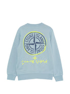 Felpa per bambino Stone Island Junior azzurro con stampa logo - Rubino Kids