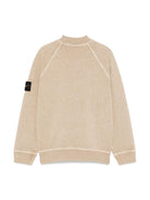Felpa per bambino Stone Island Junior beige con applicazione Compass - Rubino Kids