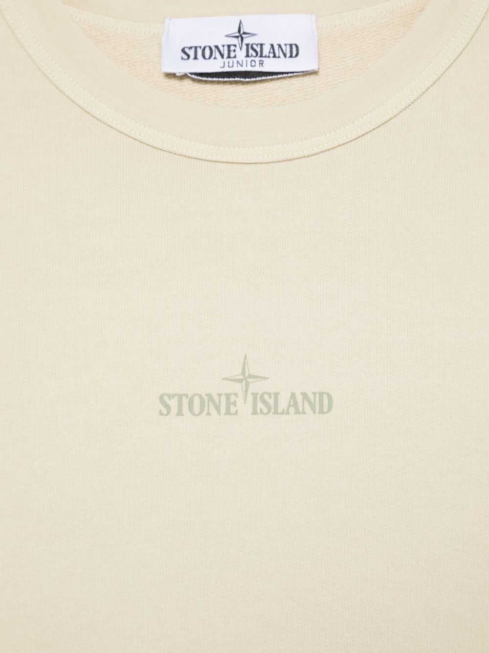 Felpa per bambino Stone Island Junior beige girocollo con stampa con logo - Rubino Kids