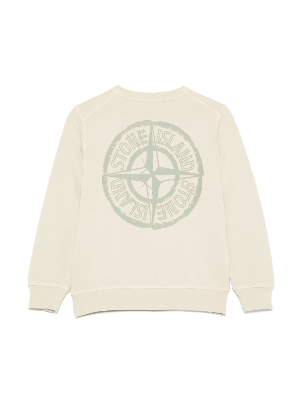 Felpa per bambino Stone Island Junior beige girocollo con stampa con logo - Rubino Kids