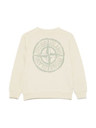 Felpa per bambino Stone Island Junior beige girocollo con stampa con logo - Rubino Kids