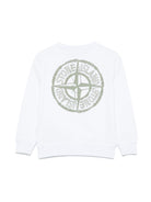 Felpa per bambino Stone Island Junior bianco girocollo con stampa con logo - Rubino Kids