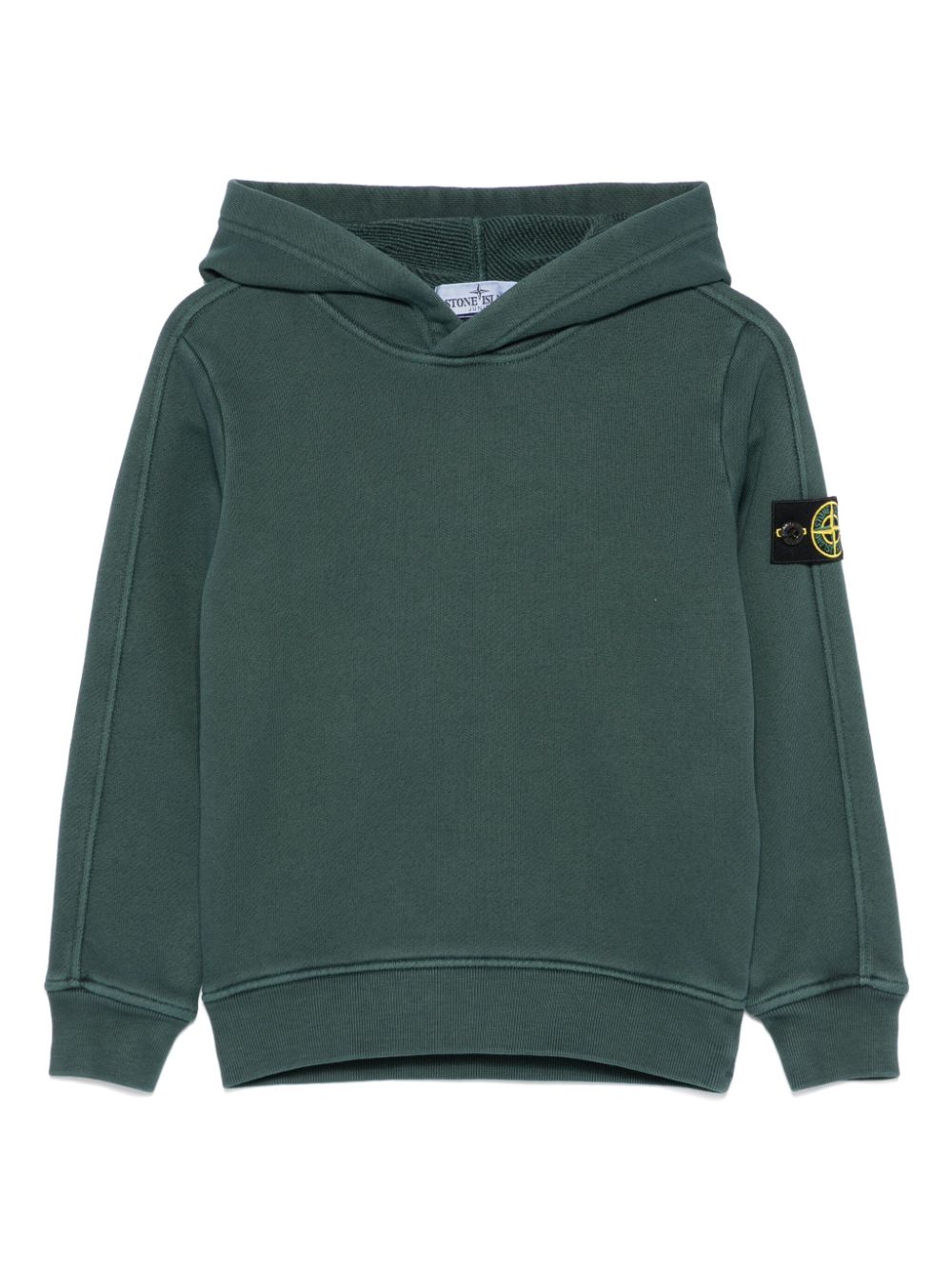 Felpa per bambino Stone Island Junior verde con stemma della bussola staccabile - Rubino Kids