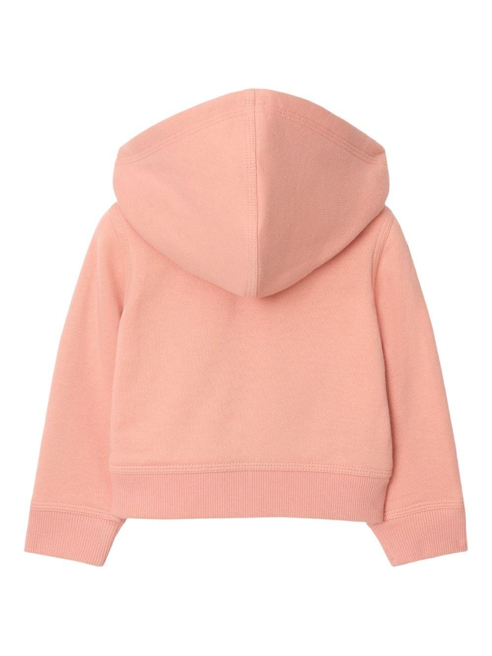 Felpa per neonata Burberry Kids rosa con finiture a quadri - Rubino Kids