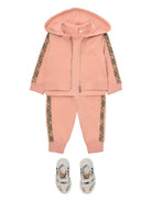 Felpa per neonata Burberry Kids rosa con finiture a quadri - Rubino Kids