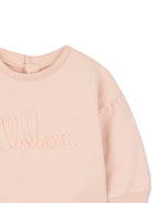 Felpa per neonata Chloé Kids rosa con dettaglio logo - Rubino Kids