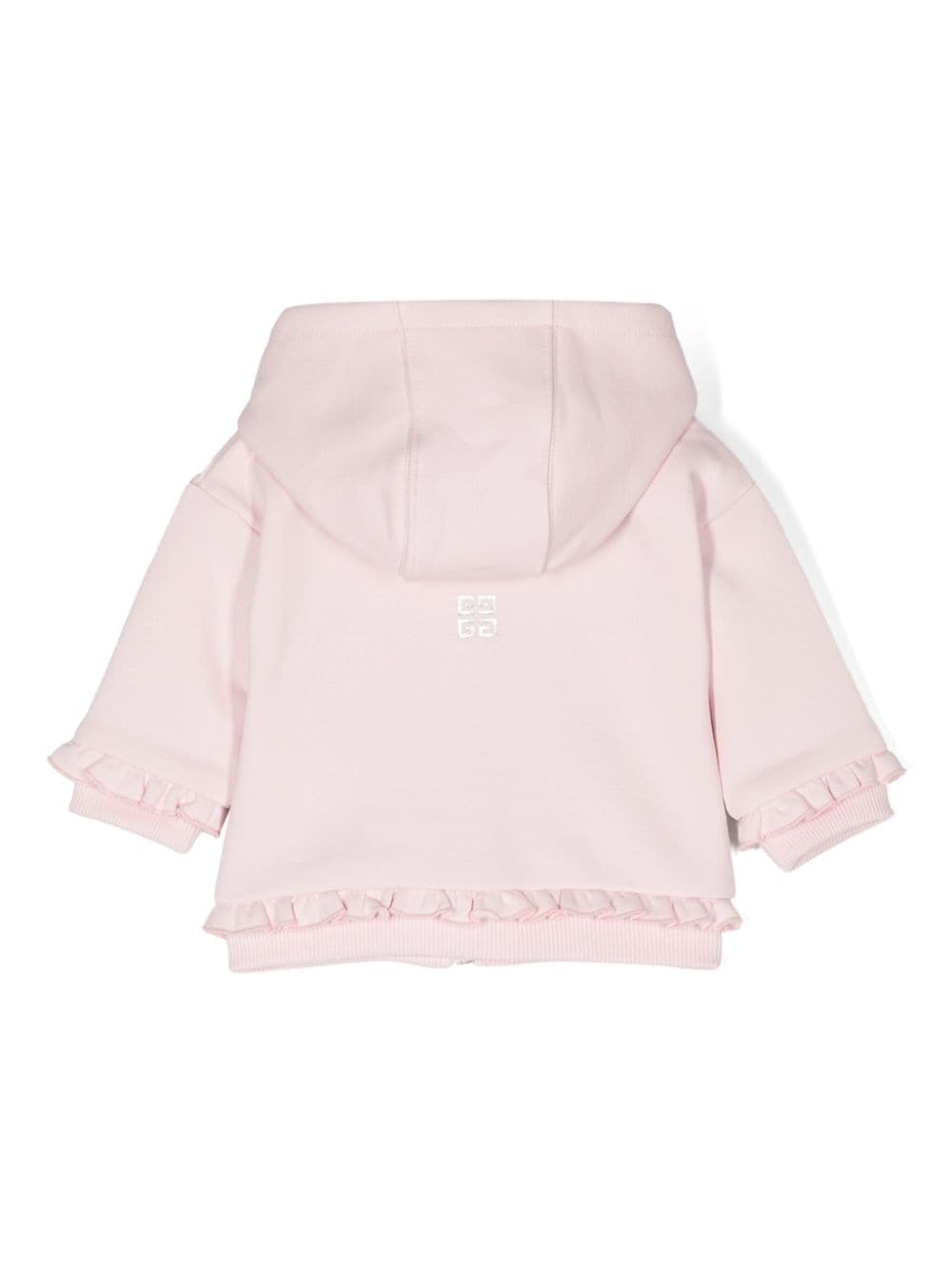 Felpa per neonata Givenchy Kids rosa con cappuccio e dettagli ruches - Rubino Kids