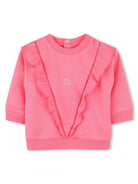 Felpa per neonata Givenchy Kids rosa con logo con orlo e polsini a coste - Rubino Kids