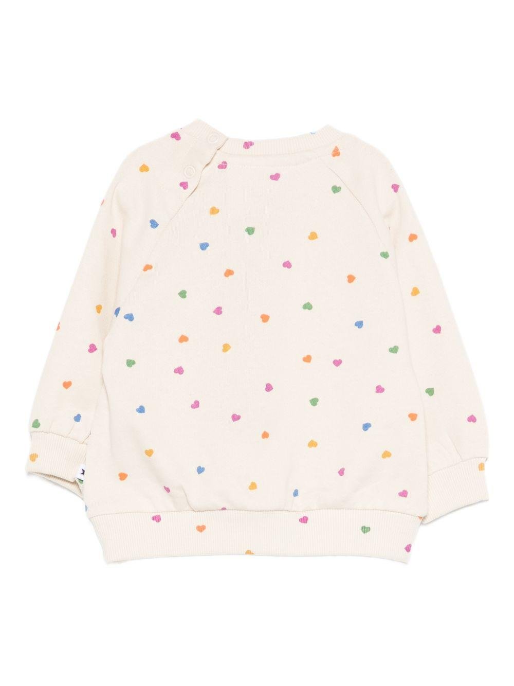 Felpa per neonata Molo bianca con stampa cuoricini all - over - Rubino Kids