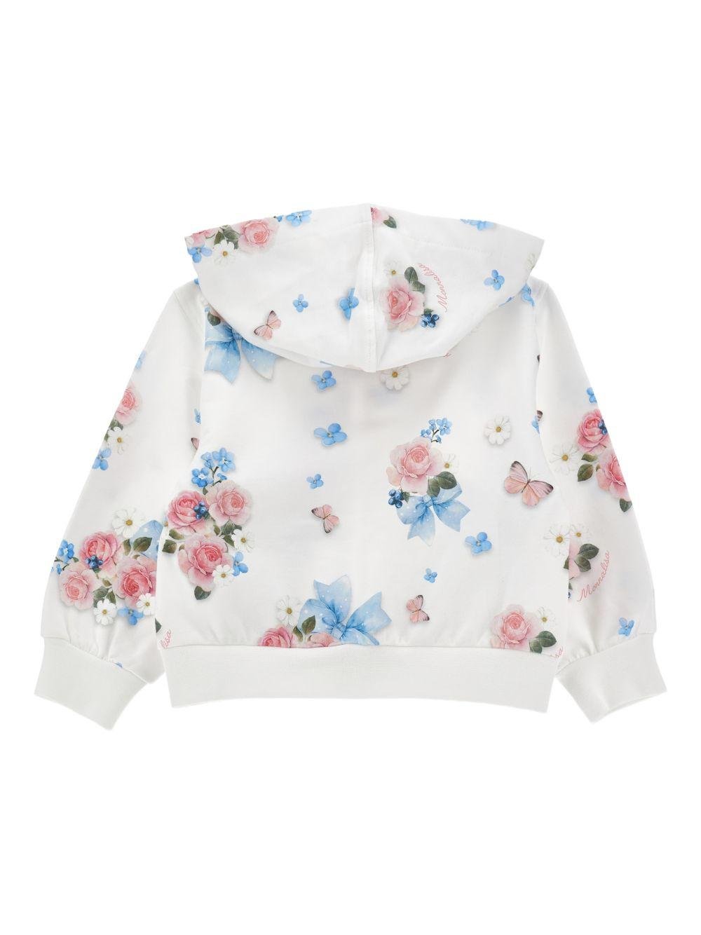 Felpa per neonata Monnalisa bianca con stampa a fiori all - over - Rubino Kids